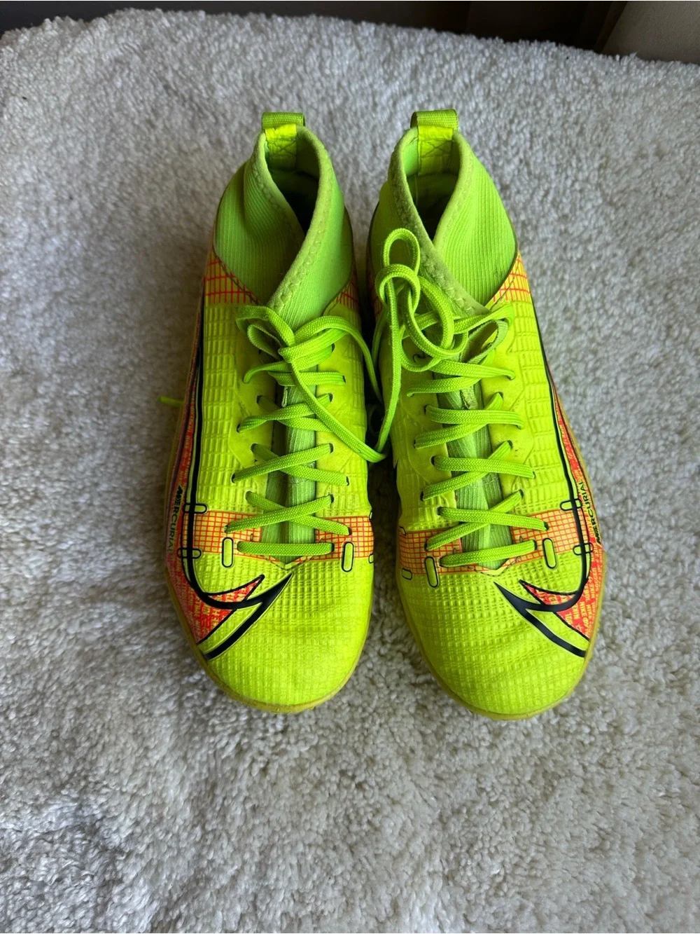 Nike Kids Mercurial Superfly 8 Academy TF Soccer Sneakers - Neon Yellow 1Y